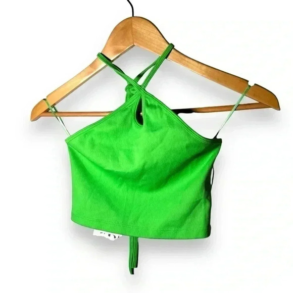 NWT ZARA green cropped top S - Picture 2 of 7